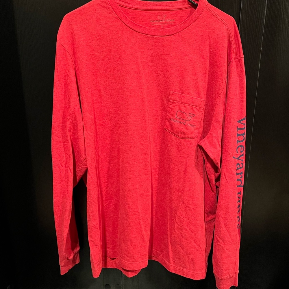 Vineyard Vines Men's Vibrant Red Long Sleeve Tee